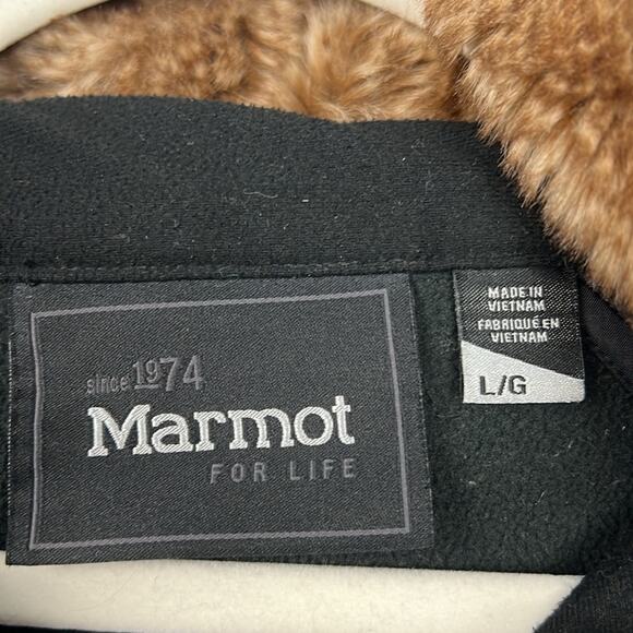 Marmot Furlong soft shell black zip faux fur lined hood large women’s coat - Picture 4 of 9